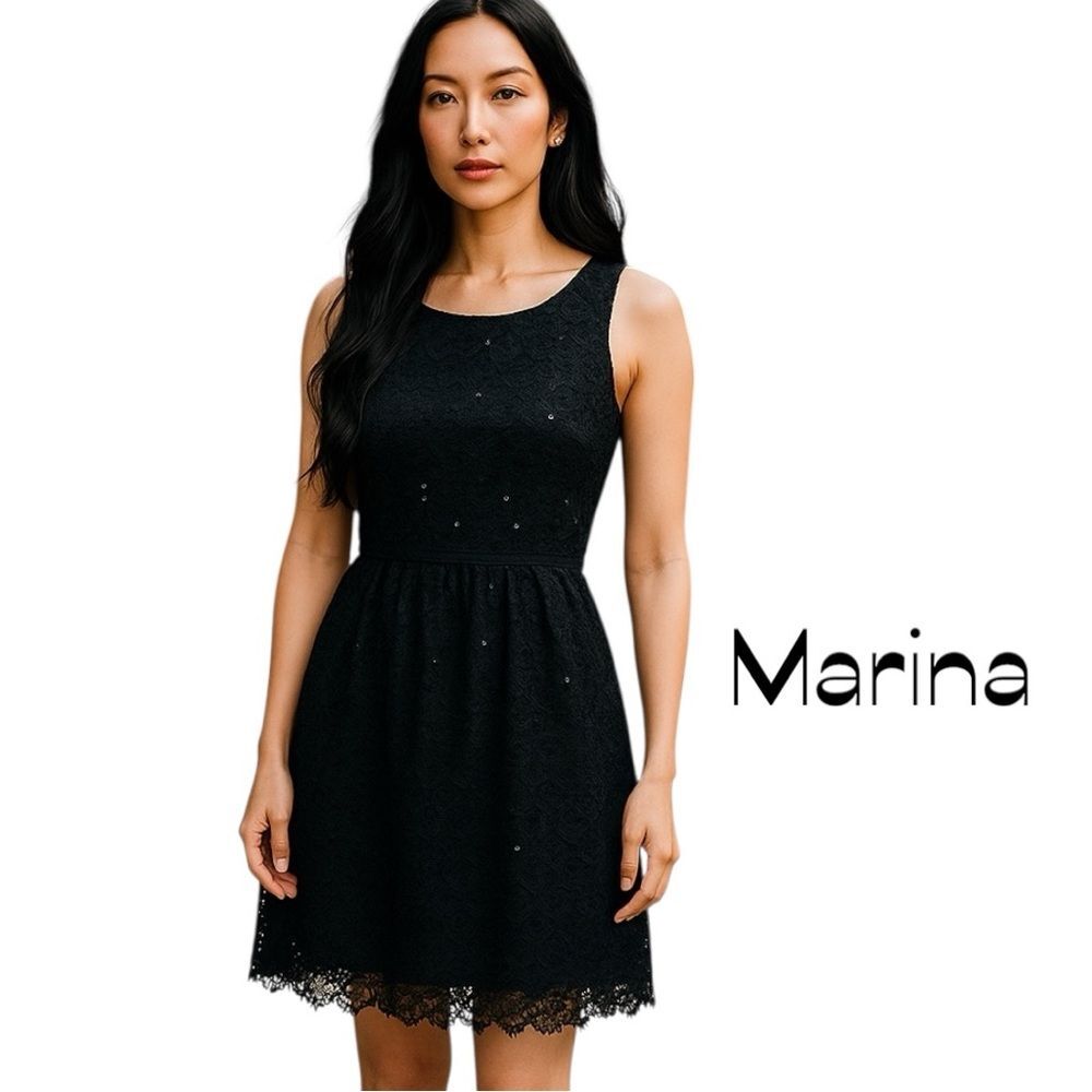 Marina Black Sequined Lace WhimsiGoth Sleeveless Grunge Dress NWT Size 6